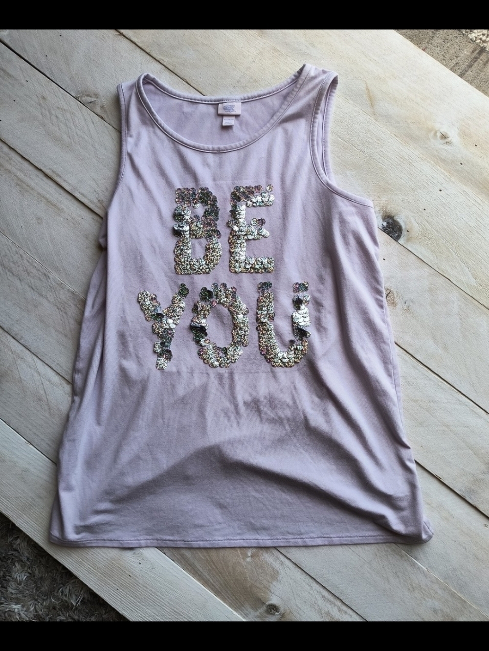 More Than Magic Girls Be You Sequin Sleeveless Purple Tank Top Shirt Size 14/16